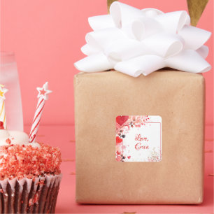 Adesivo Quadrado Watercolor Love Personalizado