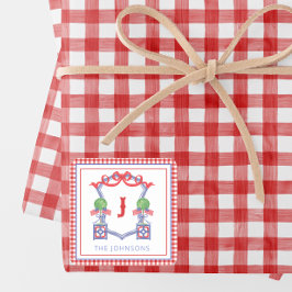 Adesivo Quadrado Watercolor Patriotic American Flag Topiary Crest