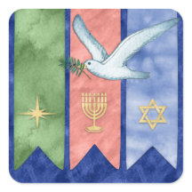 Watercolor Peace Christmas Kwanzaa Hanukkah