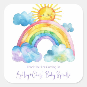 Adesivo Quadrado Watercolor Rainbow Baby Sprinkle