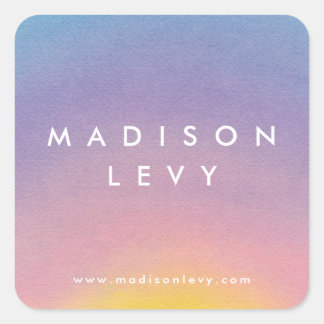 Adesivo Quadrado Watercolor Sunrise Nome Personalizado do Ombre Imp