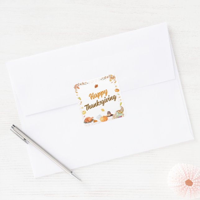Adesivo Quadrado Watercolor Thanksgiving (Envelope)