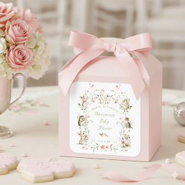 Adesivo Quadrado Watercolor Wildflower Woodland Animals Baby Shower