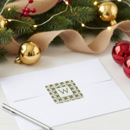 Adesivo Quadrado Watercolor Winter Botanical Pattern