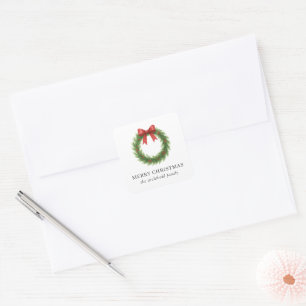 Adesivo Quadrado Watercolor Wreath Moderno Natal