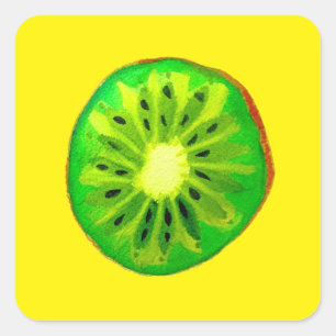 Adesivo Quadrado Watercolour brilhante do original da fruta de