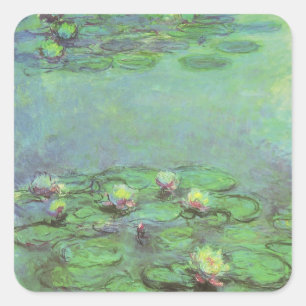 Adesivo Quadrado Waterlilies por Claude Monet, impressionismo do