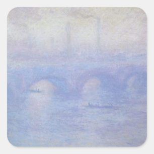 Adesivo Quadrado Waterloo Bridge, Efeito de Nevoeiro por Claude Mon