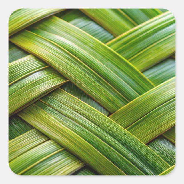 Adesivo Quadrado Weave verde fresca de bambu (Frente)