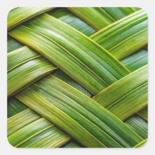 Adesivo Quadrado Weave verde fresca de bambu