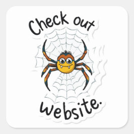 Adesivo Quadrado Web Design do aranha - 'Check out site' Pun