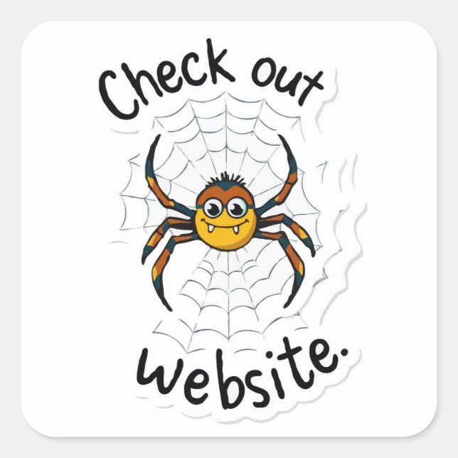 Adesivo Quadrado Web Design do aranha - 'Check out site' Pun (Frente)