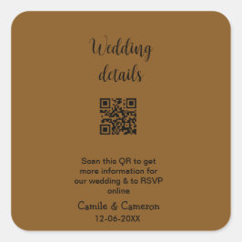 Adesivo Quadrado WEBSITE QR WEDDING adicionar data do nome fotônico