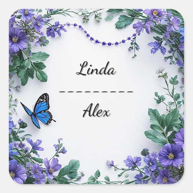 Adesivo Quadrado Wedding Floral Wreath (Frente)