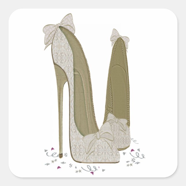 Adesivo Quadrado Wedding Stiletto Calçados Art (Frente)