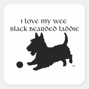 Adesivo Quadrado Wee Black Bearded Laddie Scottish Terrier