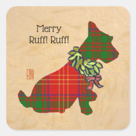 Adesivo Quadrado Wee Scottie Christmas Square Sticker