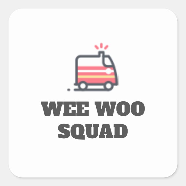Adesivo Quadrado Wee Woo Squad, 911 Ambulância (Frente)