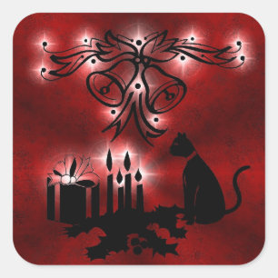 Adesivo Quadrado Weihnachts de alfaias com estrela e de gato em