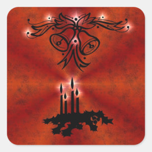 Adesivo Quadrado Weihnachts de alfaias com estrela em vermelho