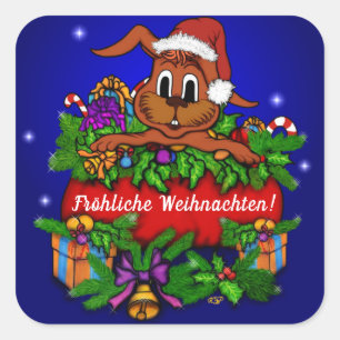 Adesivo Quadrado Weihnachtskaninchen, natais Joviais!