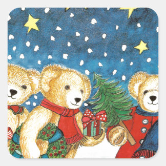 ADESIVO QUADRADO WEIHNACHTSTEDDYBÄREN COM PRESENTES