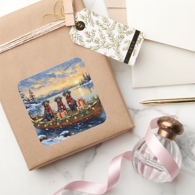 Adesivo Quadrado Weimaraner Christmas Boat Holiday (Presentear)