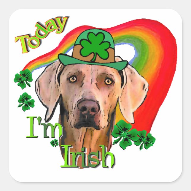 Adesivo Quadrado Weimaraner Saint Patricks (Frente)