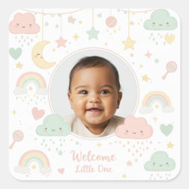 Adesivo Quadrado Welcome Little One Baby Photo Keepsake