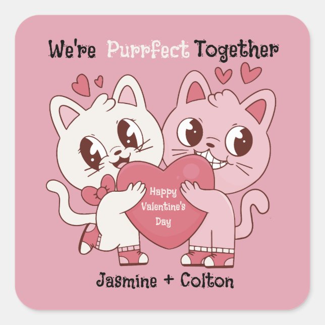 Adesivo Quadrado We're Purrfect Together (Frente)