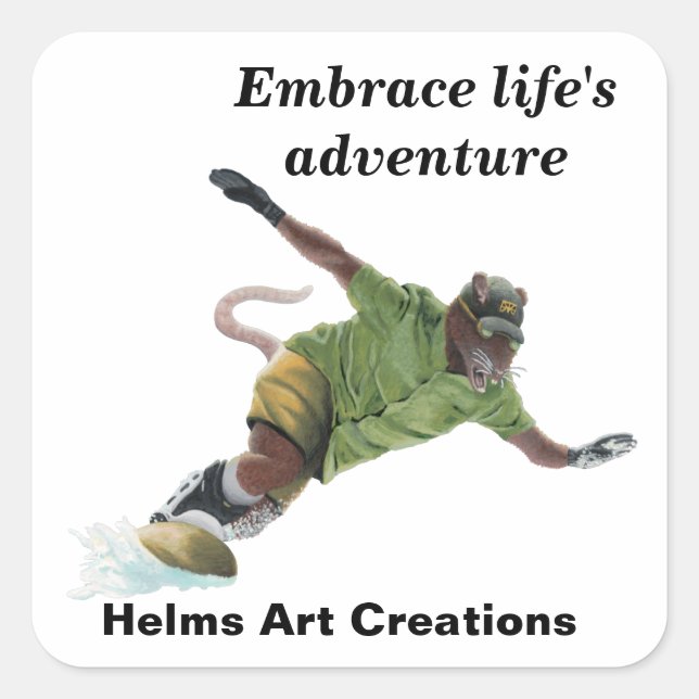 Adesivo Quadrado Wererat Snowboarder Sport Fantasy Art Stickers (Frente)