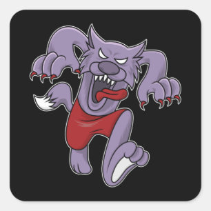 Adesivo Quadrado Werewolf cartoon assustador lobisomens Halloween G