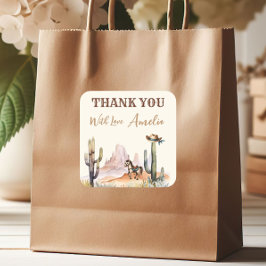 Adesivo Quadrado Western Boy Um Pequeno Chá de fraldas Russo De Cow