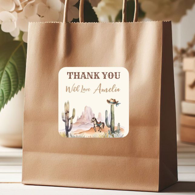 Adesivo Quadrado Western Boy Um Pequeno Chá de fraldas Russo De Cow (Criador carregado)