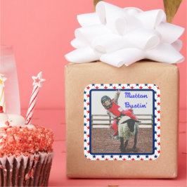 Adesivo Quadrado Western Rodeo Cowboy Cowboy Mutton Busting