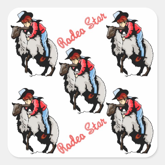 Adesivo Quadrado Western Stickers Favoritos para festas Rodeo Mutto (Frente)