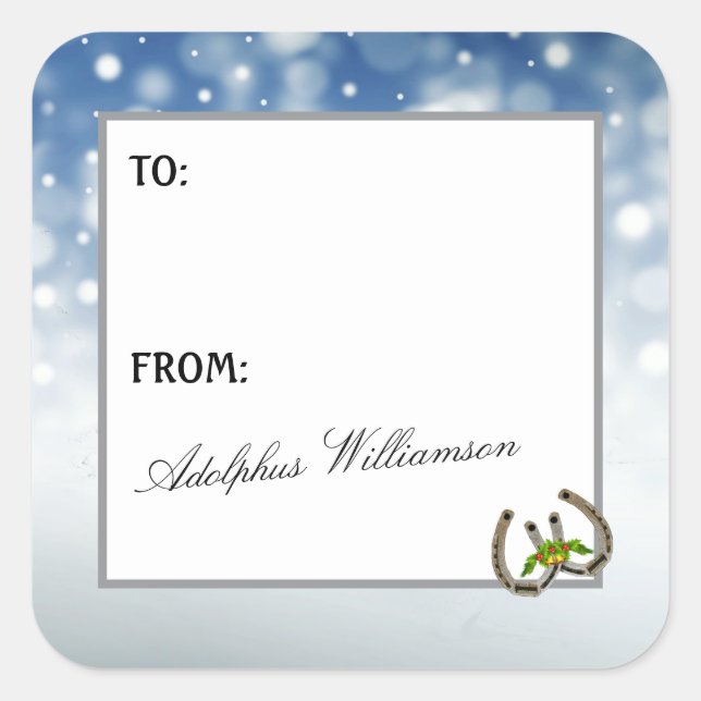 Adesivo Quadrado Western theme Horseshoes and Holly (Frente)