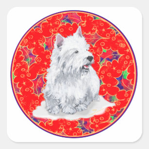 Adesivo Quadrado Westie Aqui Vem o Papai Noel