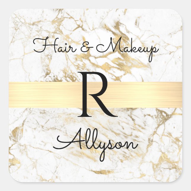 Adesivo Quadrado Wh/Dourado Barramento Promo Marble, Serviço Inicia (Frente)