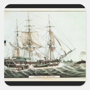 Adesivo Quadrado Whaler americano, gravado pelo Currier de