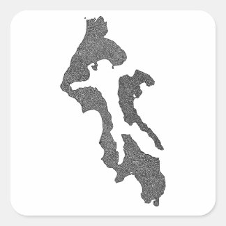 Adesivo Quadrado Whidbey Island Island County Map Design
