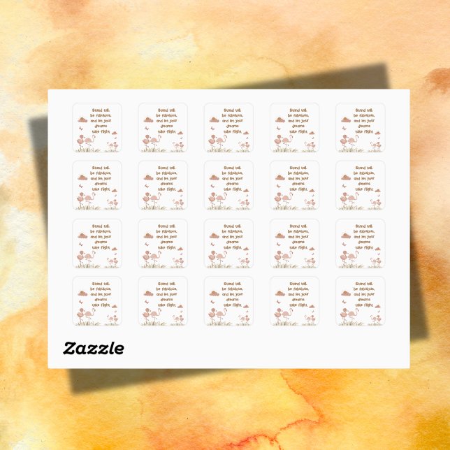 Adesivo Quadrado Whimsical Boho Flamingo Monograma | (Criador carregado)