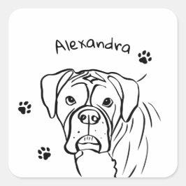 Adesivo Quadrado Whimsical Boxer: Texto Editável