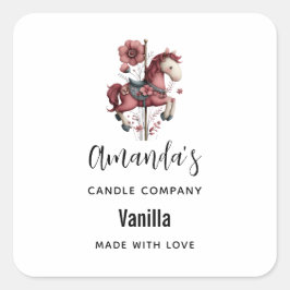 Adesivo Quadrado Whimsical Carousel Horse Image Candle Business