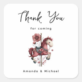 Adesivo Quadrado Whimsical Carousel Horse Image Thank You
