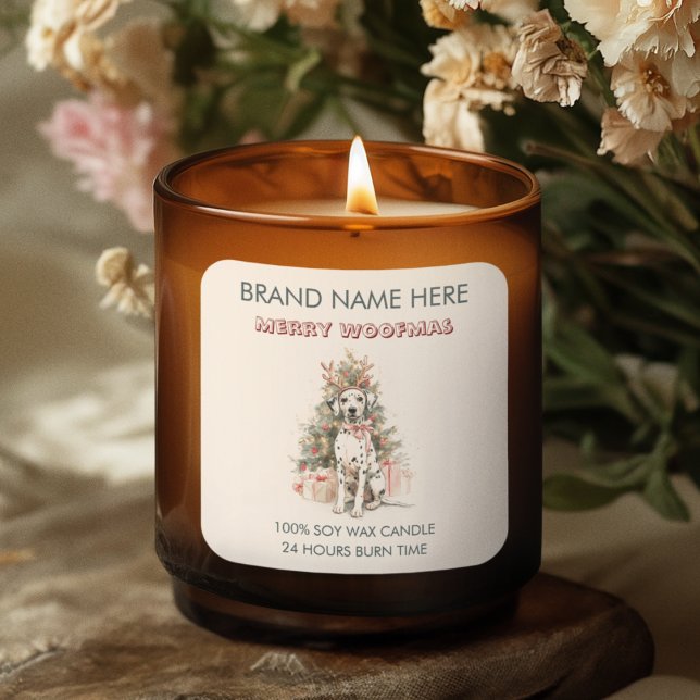 Adesivo Quadrado Whimsical Dalmatian Dog Christmas Labels (Criador carregado)