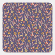 Whimsical Floral Design with Vines on Purple Back