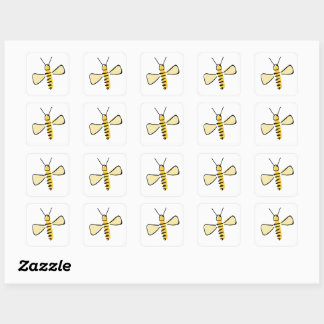Adesivo Quadrado Whimsical Hand Drawn Bumble Bee stickers