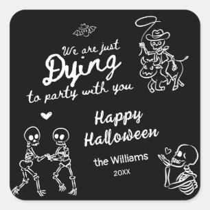 Adesivo Quadrado Whimsical Quirky Halloween Desenhava Escrivores De