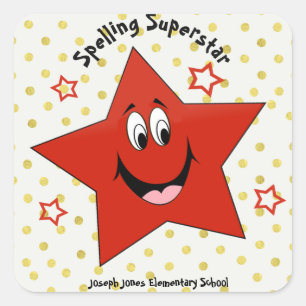 Adesivo Quadrado Whimsical Spelling Superstar School